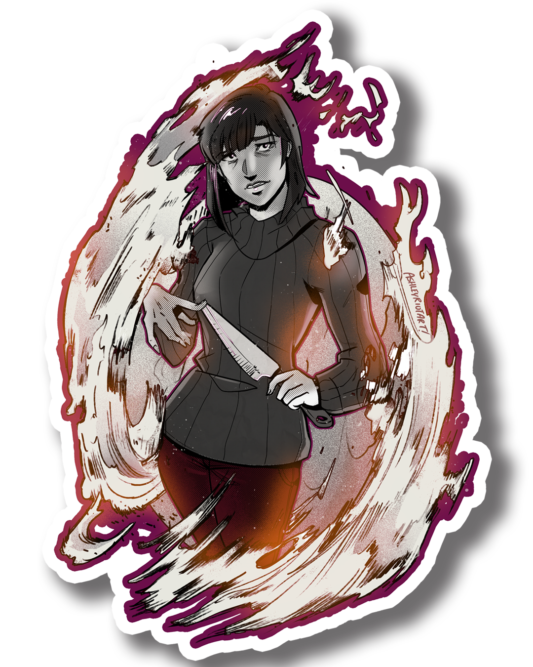Burning Trauma Girl | Horror Vinyl Sticker