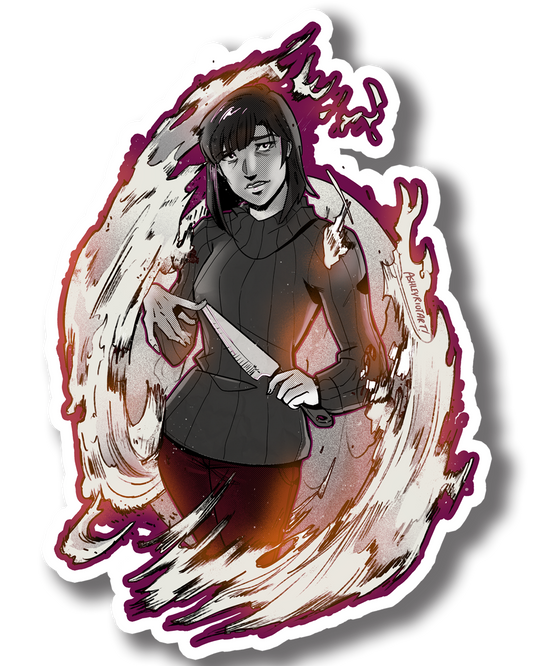 Burning Trauma Girl | Horror Vinyl Sticker